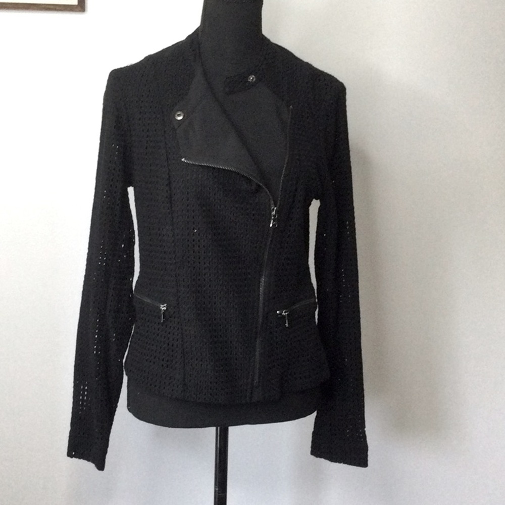 Woven black moto jacket by Drew cotton size 12 new